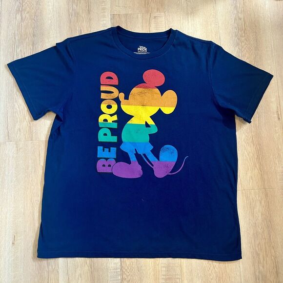 Disney Mickey Mouse Shirt Adult XXL Blue Rainbow Gay Pride Collection Unisex - Picture 1 of 7
